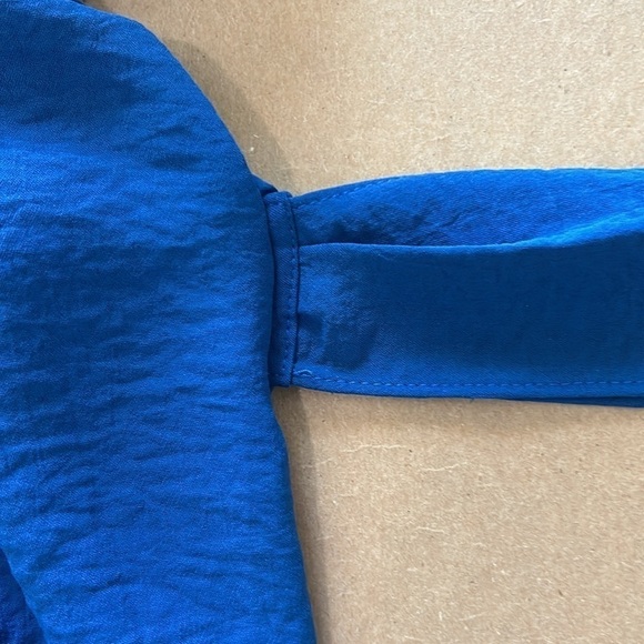 NWOT Love Blossom 3X shirt dress with tie sash and sleeve tabs in royal blue - Picture 11 of 13